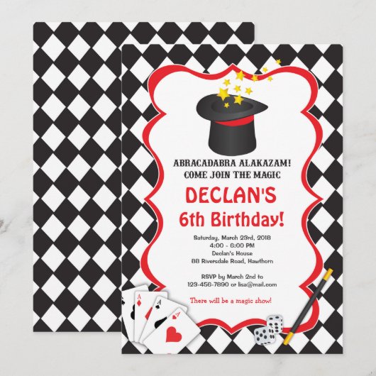 Invitation magique d'anniversaire, invitation (Devant / Derrière)