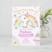 Invitation magique d'anniversaire Licorne (Debout devant)