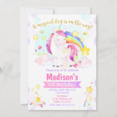Invitation magique de fête d'anniversaire Licorne (Devant)