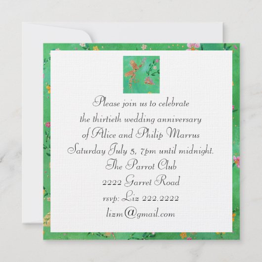 Invitation magique d'été (Dos)