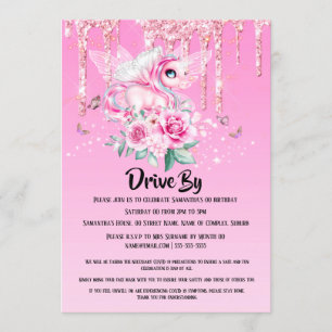 Invitation Magique fée unicorne papillon ailes parties scinti