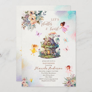 Invitation Magique Floral Fairy Princesse aquarelle Baby Sho