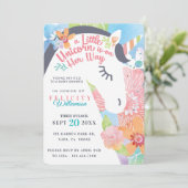 Invitation Magique Floral Unicorn bébé fille douche Invitatio (Debout devant)