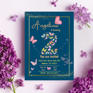 Invitation Magique Fluttering Butterflies mignon 2e anniversa