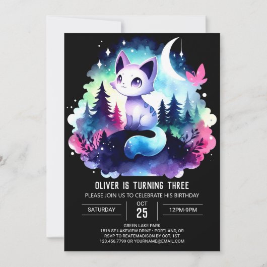 Invitation Magique Fun Chat Anniversaire (Devant)