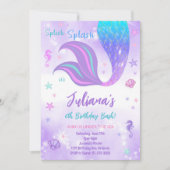 Invitation Magique Gold Purple Mermaid Queue Anniversaire Inv (Devant)