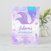 Invitation Magique Gold Purple Mermaid Queue Anniversaire Inv (Debout devant)