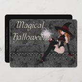 Invitation Magique Halloween Witch Party (Devant / Derrière)