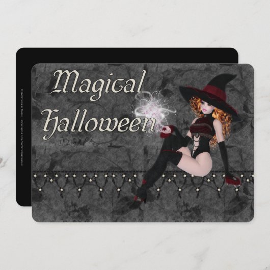 Invitation Magique Halloween Witch Party (Devant / Derrière)