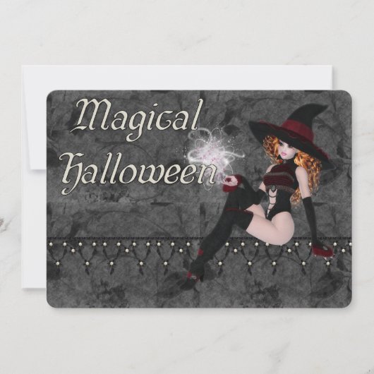 Invitation Magique Halloween Witch Party (Devant)