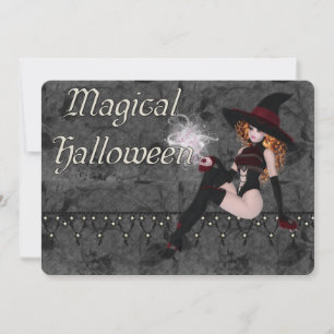 Invitation Magique Halloween Witch Party