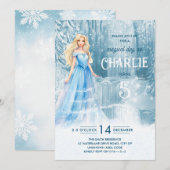 Invitation Magique hiver gelé neige princesse Anniversaire de (Devant / Derrière)