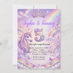 Invitation Magique Licorne 5e Anniversaire