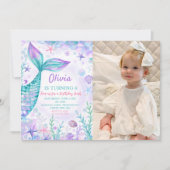 Invitation Magique Mermaids Tail Anniversaire de la fête Phot (Devant)