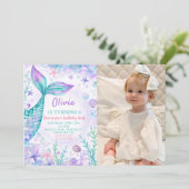 Invitation Magique Mermaids Tail Anniversaire de la fête Phot (Debout devant)