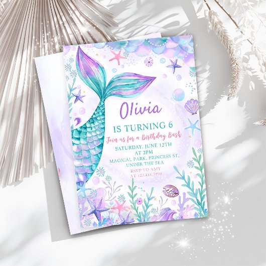 Invitation Magique Mermaids Tail fête d'anniversaire