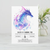 Invitation Magique Moyen Age Dragon Aventure Anniversaire (Debout devant)