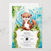 Invitation Magique Pastel Otter Anniversaire (Devant / Derrière)