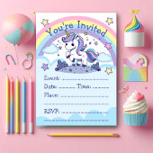 Invitation Magique Pastel Unicorn Party