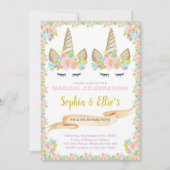 Invitation magique pour filles jumelles (Devant)