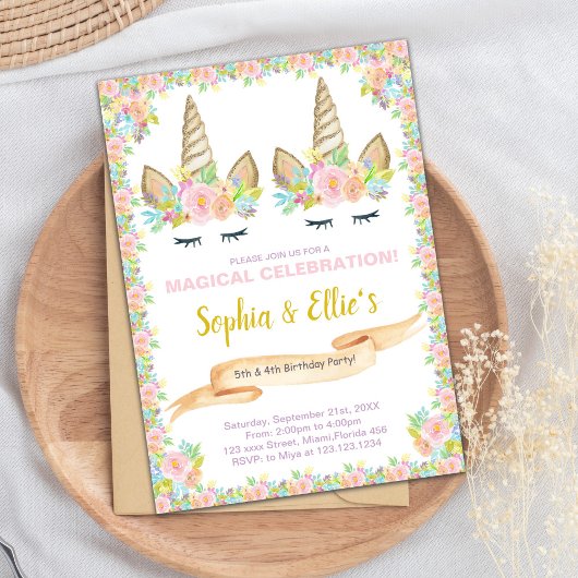 Invitation magique pour filles jumelles