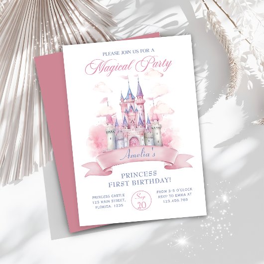 Invitation Magique Princess Castle 1er Anniversaire Invitatio