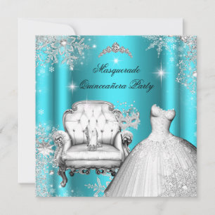 Invitation Magique Princesse Quinceanera Mascarade Sarcelle