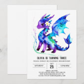 Invitation Magique Purple Dragon Digital Girl Anniversaire (Devant / Derrière)