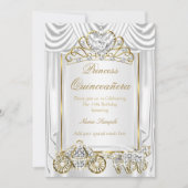 Invitation Magique Quinceanera Or Blanc (Devant)
