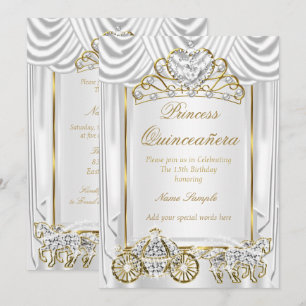 Invitation Magique Quinceanera Or Blanc