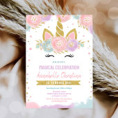 Invitation Magique Rainbow Unicorn 1er anniversaire Invitatio