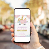 Invitation Magique Rainbow Unicorn 1er anniversaire Invitatio