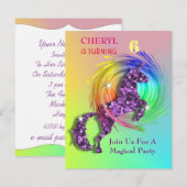 Invitation Magique Rainbow Unicorn Fête à thème (Devant / Derrière)