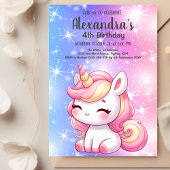 Invitation Magique Rainbow Unicorn Gold Parties scintillant f