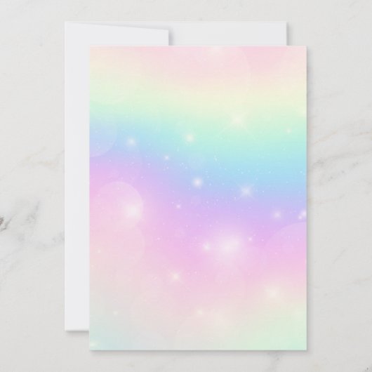 Invitation Magique Rainbow Unicorn Gold Parties scintillant f (Dos)