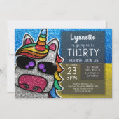 Invitation Magique Rainbow Unicorn Parties scintillant Ukrain (Devant)