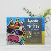 Invitation Magique Rainbow Unicorn Parties scintillant Ukrain (Debout devant)