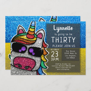 Invitation Magique Rainbow Unicorn Parties scintillant Ukrain
