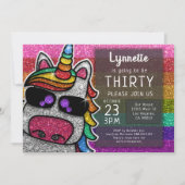 Invitation Magique Rainbow Unicorn Parties scintillant Whimsi (Devant)