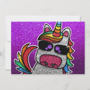 Invitation Magique Rainbow Unicorn Parties scintillant Whimsi