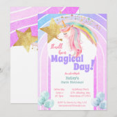 Invitation Magique Rainbow Unicorn sixième anniversaire (Devant / Derrière)