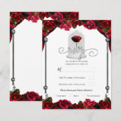 Invitation Magique Red Rose White Gold Silver Party RSVP (Devant / Derrière)