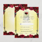Invitation Magique Red Rose White Gold Silver Party RSVP (Devant / Derrière)