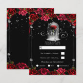 Invitation Magique Rose Rouge Blanc Or Argent Noir RSVP (Devant / Derrière)
