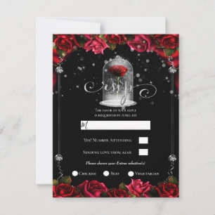 Invitation Magique Rose Rouge Blanc Or Argent Noir RSVP