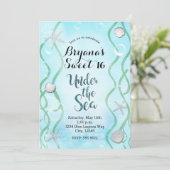 Invitation Magique Sous La Mer Bleu Doux Doux 16 Anniversaire (Debout devant)