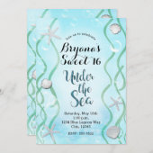 Invitation Magique Sous La Mer Bleu Doux Doux 16 Anniversaire (Devant / Derrière)