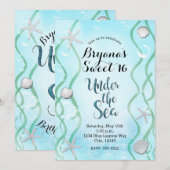 Invitation Magique sous l'océan Douce Bleue Douce 16e Anniver (Devant / Derrière)