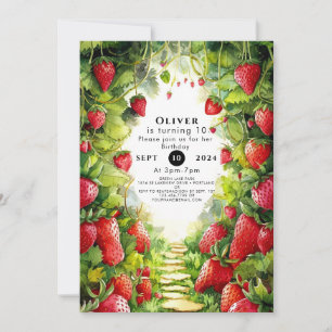 Invitation Magique sucré simple fraise Anniversaire