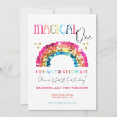 Invitation Magique Un Rainbow coloré 1er anniversaire (Devant)